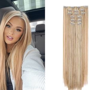 Ash Brown with blonde highlights clip ins